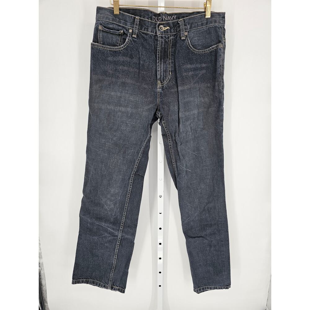 Old Navy Active Men's Blue Mid Rise Dark Wash Boot Cut Jean Size 33W 34L
